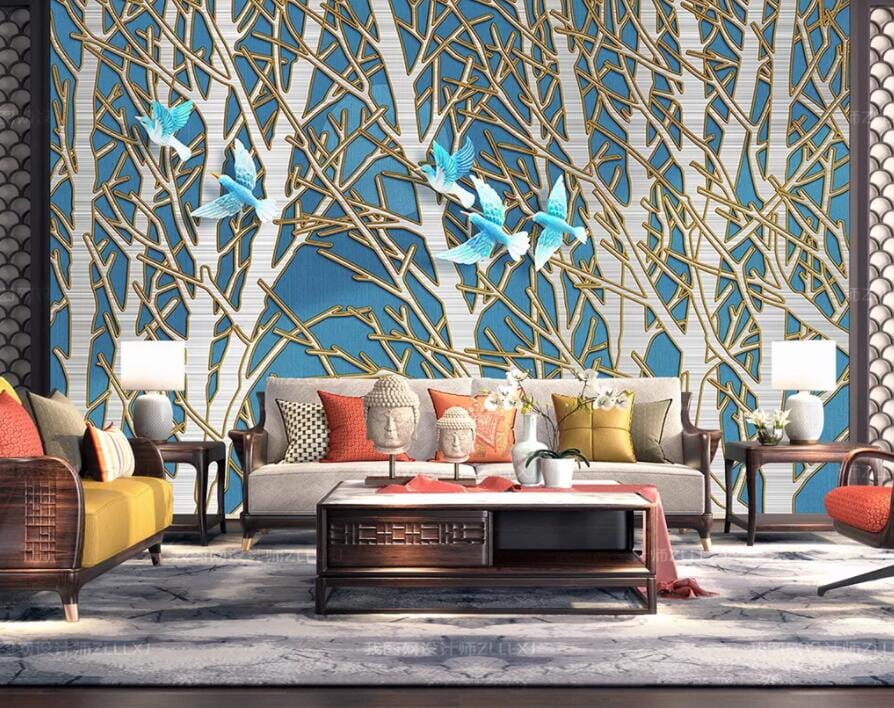 3D Bird Forest 3012 Wall Murals Wallpaper AJ Wallpaper 2