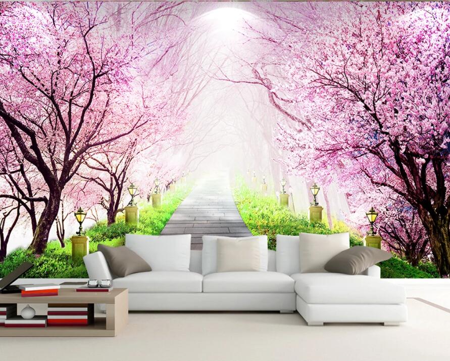 3D Tree-lined Road 1598 Wall Murals Wallpaper AJ Wallpaper 2
