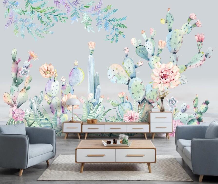 3D Color Cactus 2233 Wall Murals Wallpaper AJ Wallpaper 2