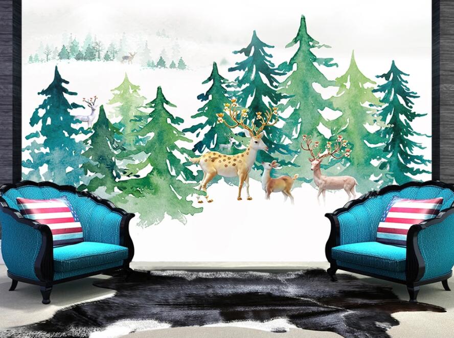 3D Forest Fawn 977 Wall Murals Wallpaper AJ Wallpaper 2