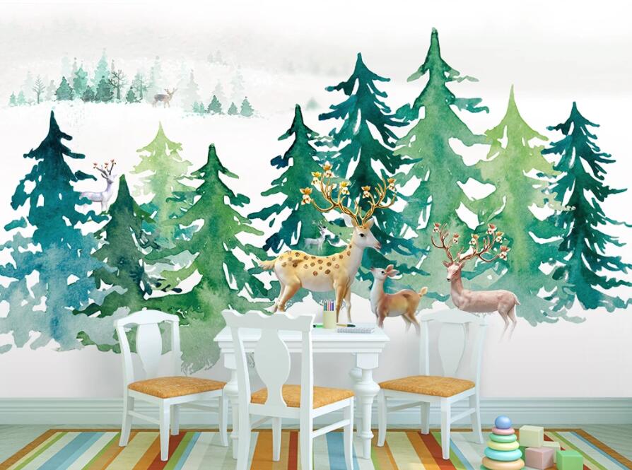 3D Forest Fawn 977 Wall Murals Wallpaper AJ Wallpaper 2