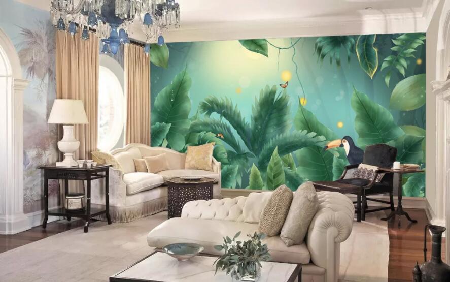 3D Green Leaf 1299 Wall Murals Wallpaper AJ Wallpaper 2