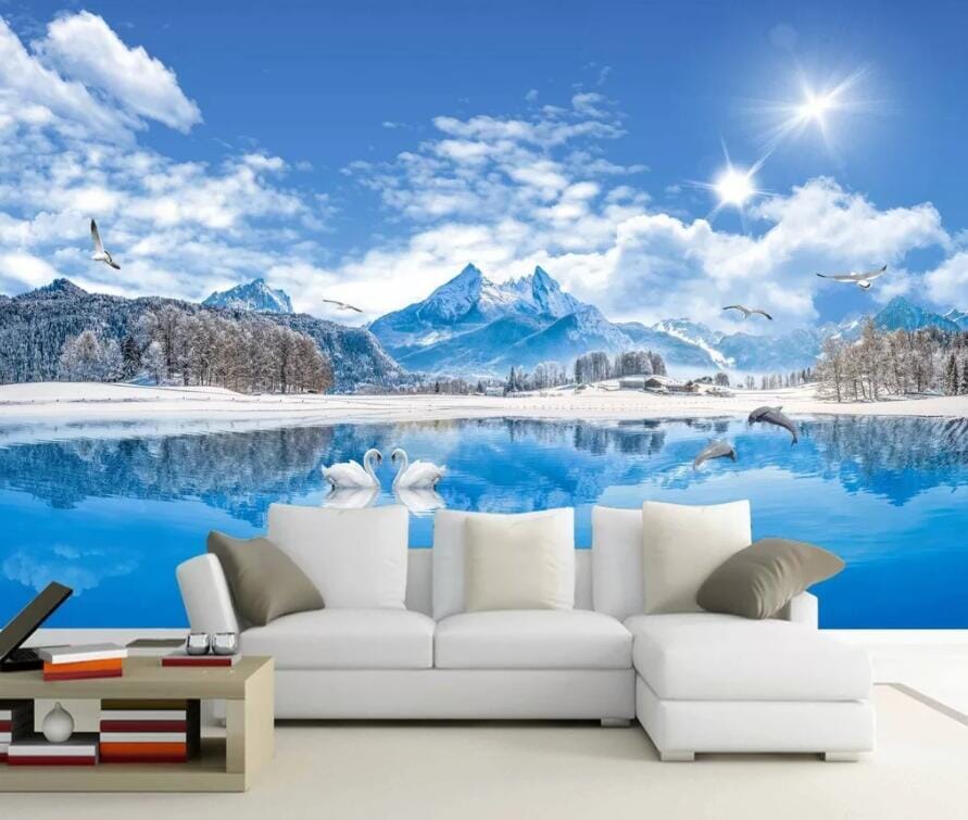 3D Blue Lake 1769 Wall Murals Wallpaper AJ Wallpaper 2