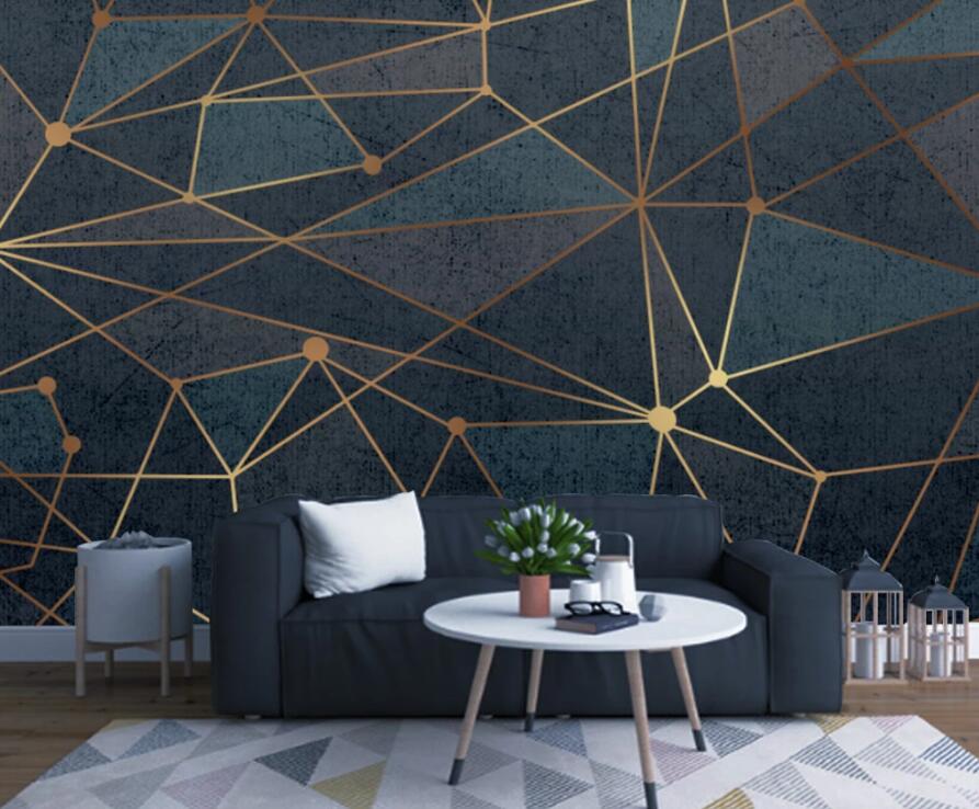 3D Golden Lines 1737 Wall Murals Wallpaper AJ Wallpaper 2