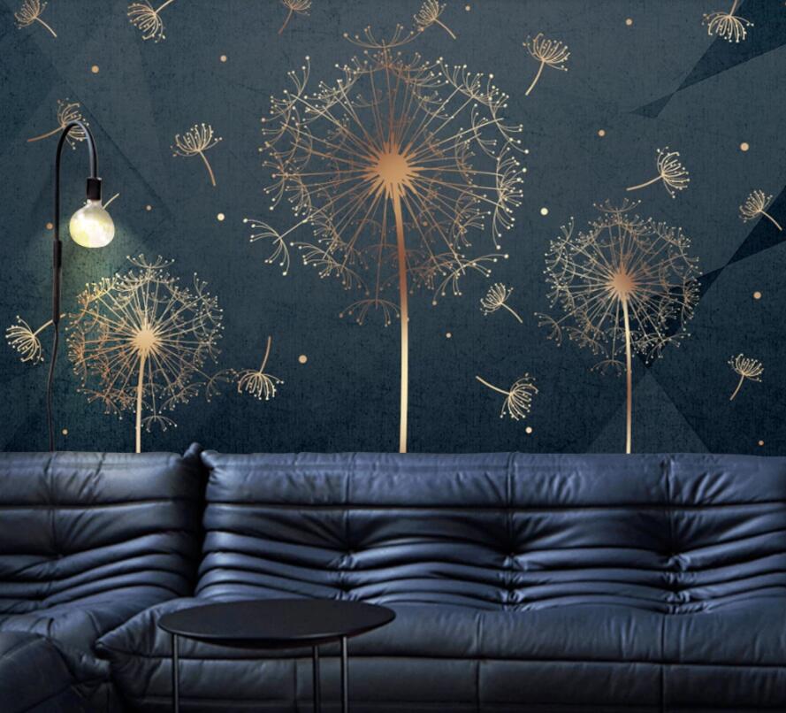 3D Golden Dandelion 1750 Wall Murals Wallpaper AJ Wallpaper 2