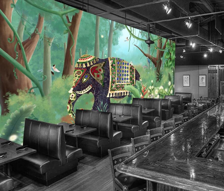 3D Elephant Woods 1278 Wall Murals Wallpaper AJ Wallpaper 2