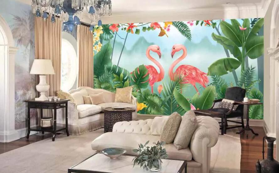 3D Pink Flamingo 1336 Wall Murals Wallpaper AJ Wallpaper 2