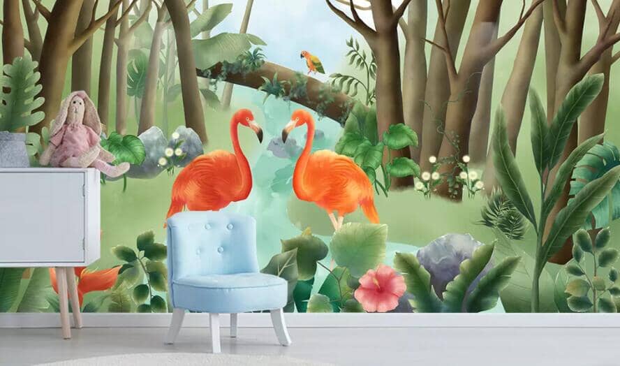 3D Pink Flamingo 2477 Wall Murals Wallpaper AJ Wallpaper 2