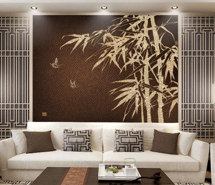 3D Bamboo Leaves 1905 Wall Murals Wallpaper AJ Wallpaper 2