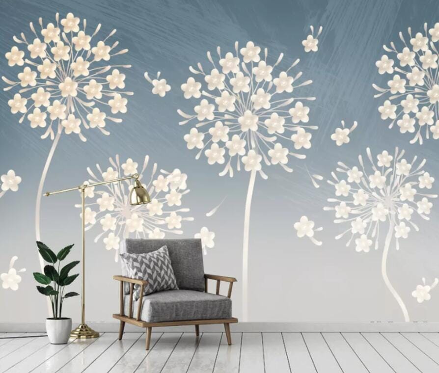 3D White Dandelion 2879 Wall Murals Wallpaper AJ Wallpaper 2