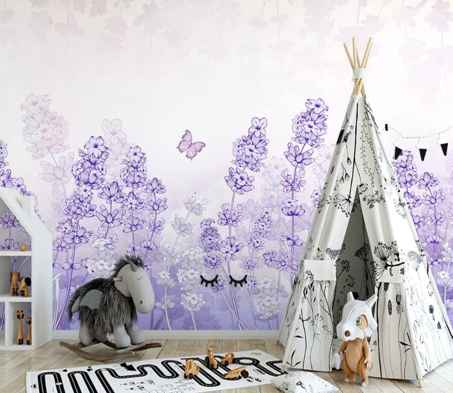 3D Purple Flowers 2547 Wall Murals Wallpaper AJ Wallpaper 2