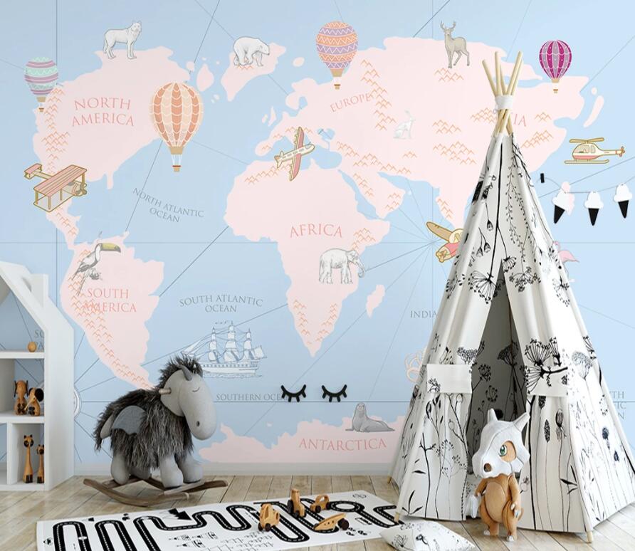 3D Pink Map 1510 Wall Murals Wallpaper AJ Wallpaper 2