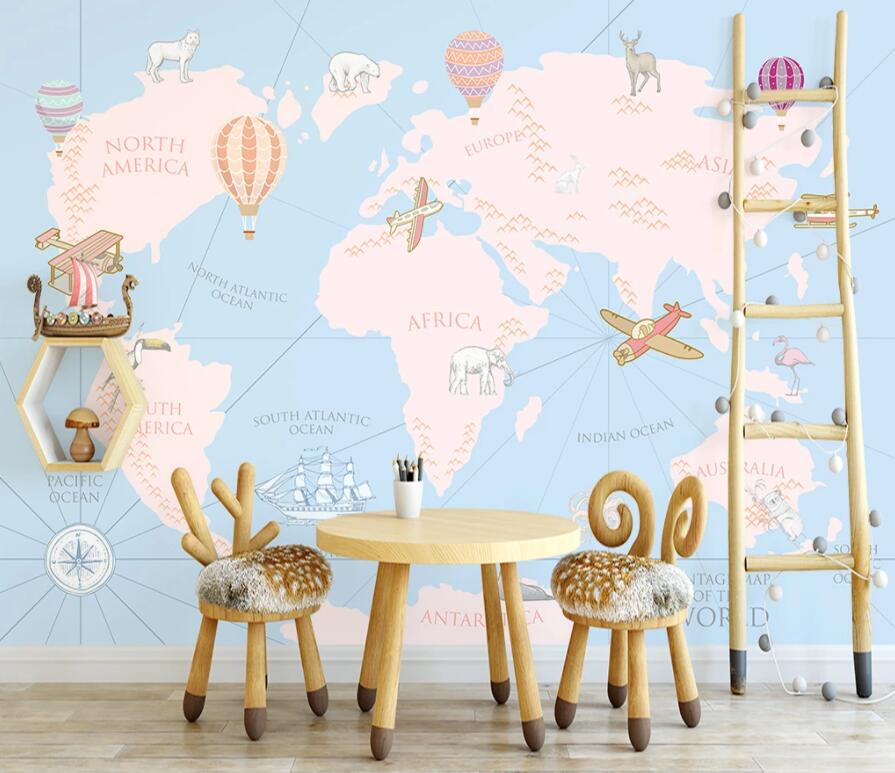 3D Pink Map 1510 Wall Murals Wallpaper AJ Wallpaper 2