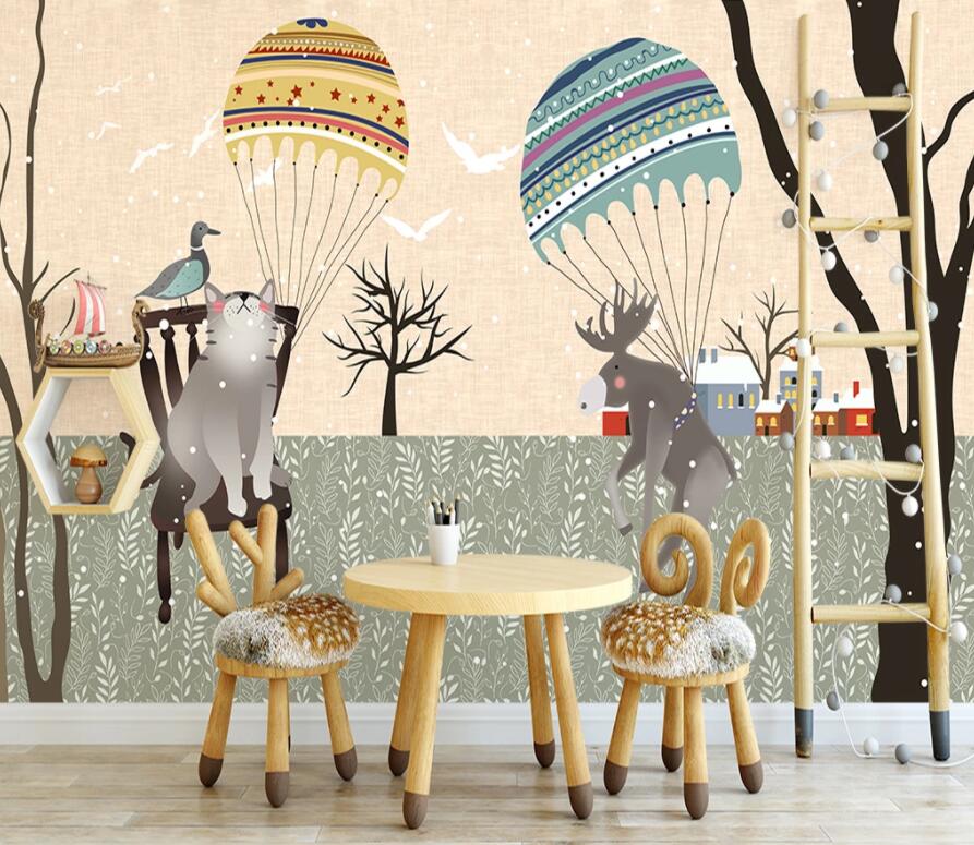 3D Cat Deer 1498 Wall Murals Wallpaper AJ Wallpaper 2