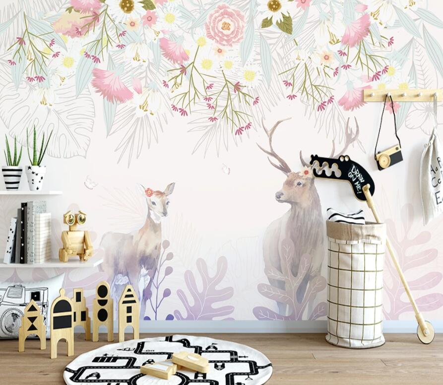 3D Fawn Flower 1490 Wall Murals Wallpaper AJ Wallpaper 2