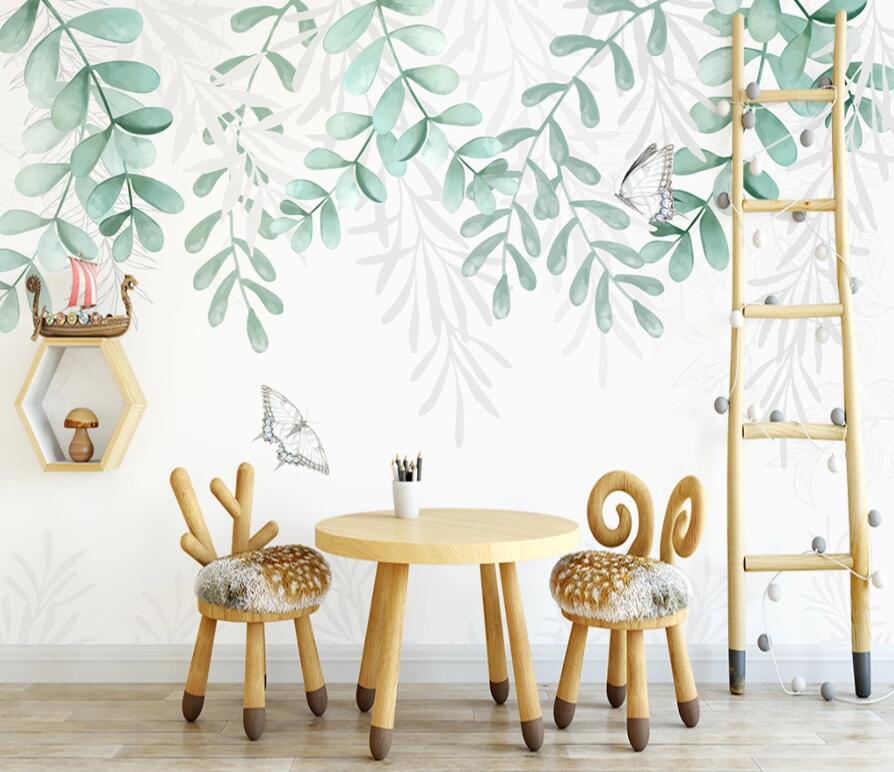 3D Green Leaf 1488 Wall Murals Wallpaper AJ Wallpaper 2