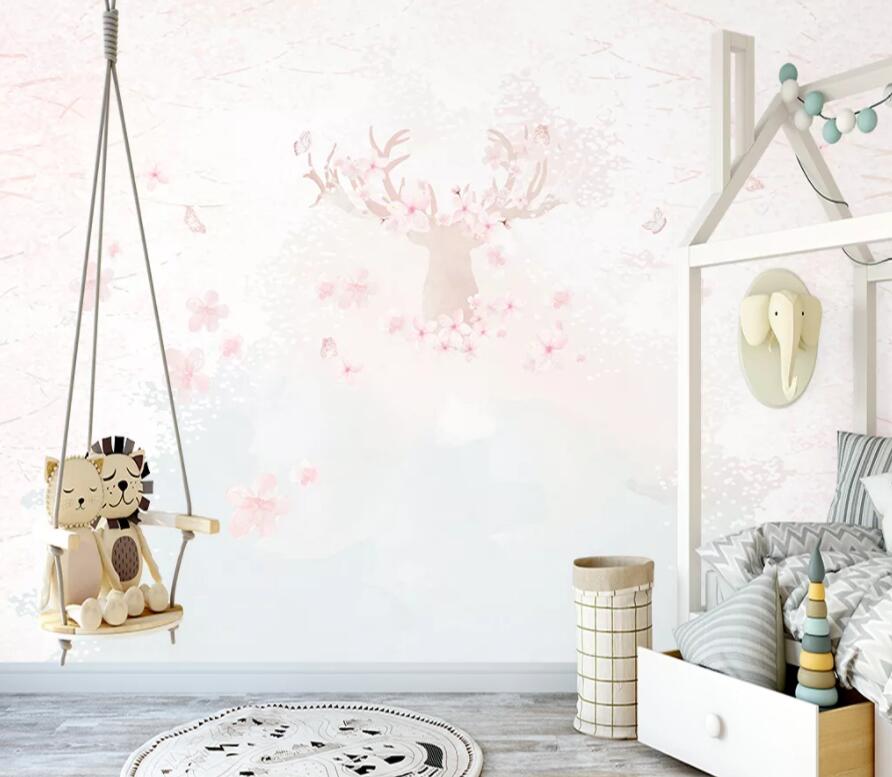 3D Pink Fawn 1470 Wall Murals Wallpaper AJ Wallpaper 2