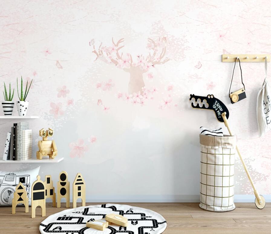 3D Pink Fawn 1470 Wall Murals Wallpaper AJ Wallpaper 2