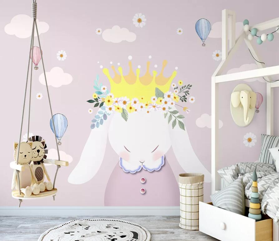 3D Crown Bunny 1449 Wall Murals Wallpaper AJ Wallpaper 2