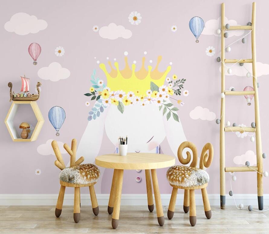 3D Crown White Rabbit 2492 Wall Murals Wallpaper AJ Wallpaper 2