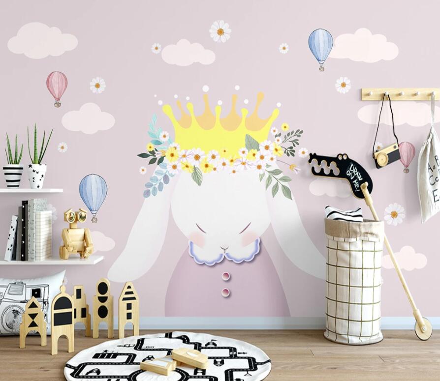 3D Crown Bunny 1449 Wall Murals Wallpaper AJ Wallpaper 2