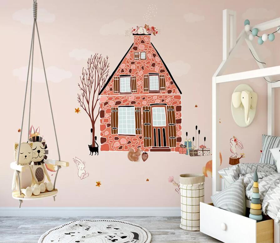 3D Pink House 1445 Wall Murals Wallpaper AJ Wallpaper 2