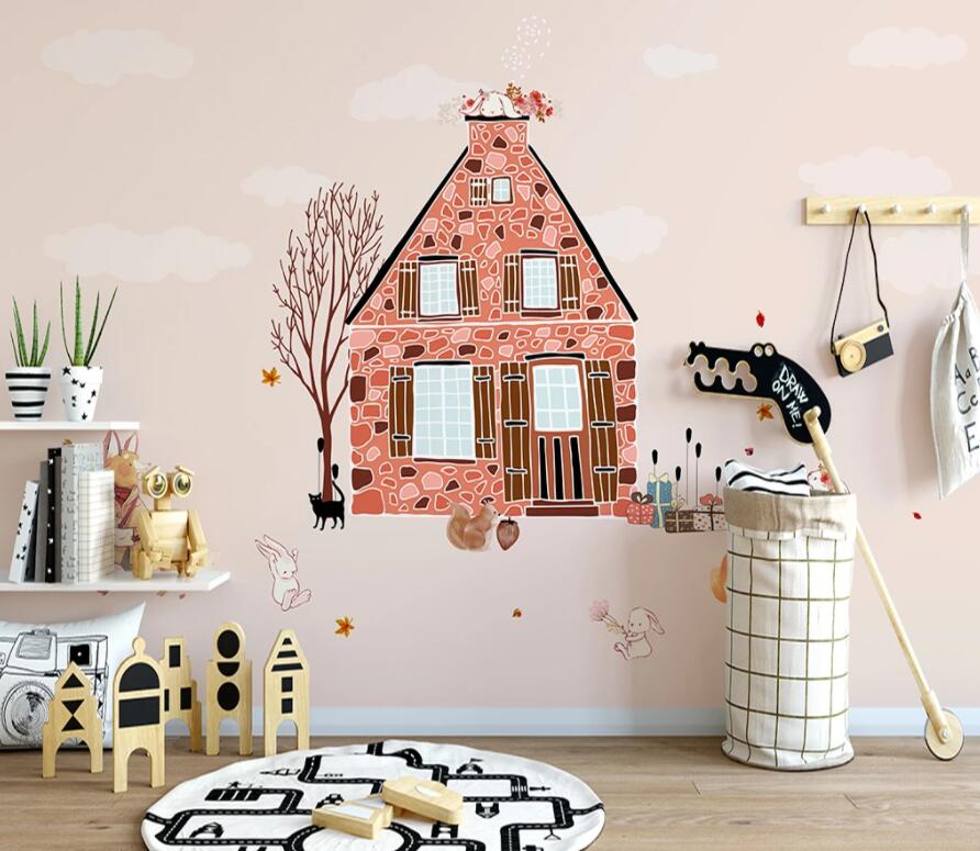 3D Pink House 1445 Wall Murals Wallpaper AJ Wallpaper 2