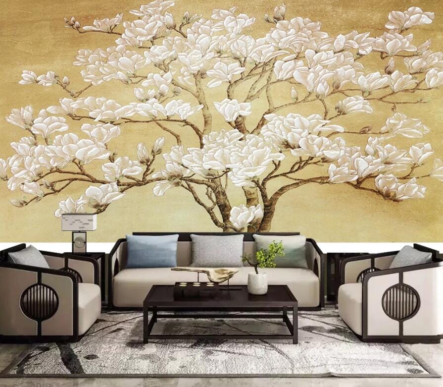 3D White Jade Flower Tree 2198 Wall Murals Wallpaper AJ Wallpaper 2