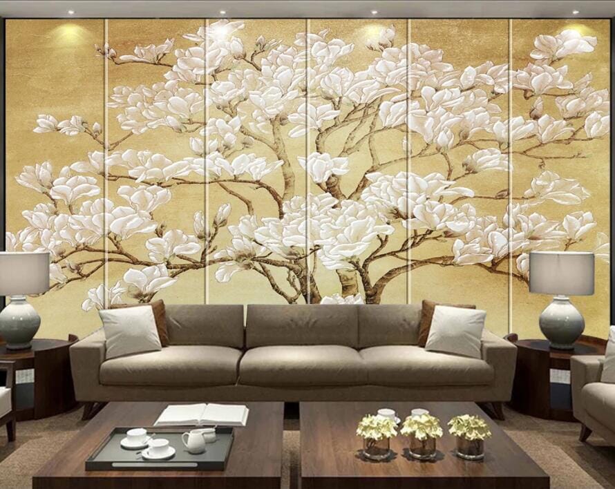 3D White Jade Flower Tree 2198 Wall Murals Wallpaper AJ Wallpaper 2