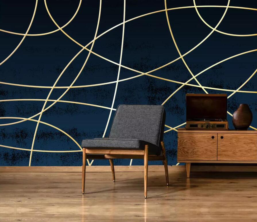 3D Golden Lines 1874 Wall Murals Wallpaper AJ Wallpaper 2