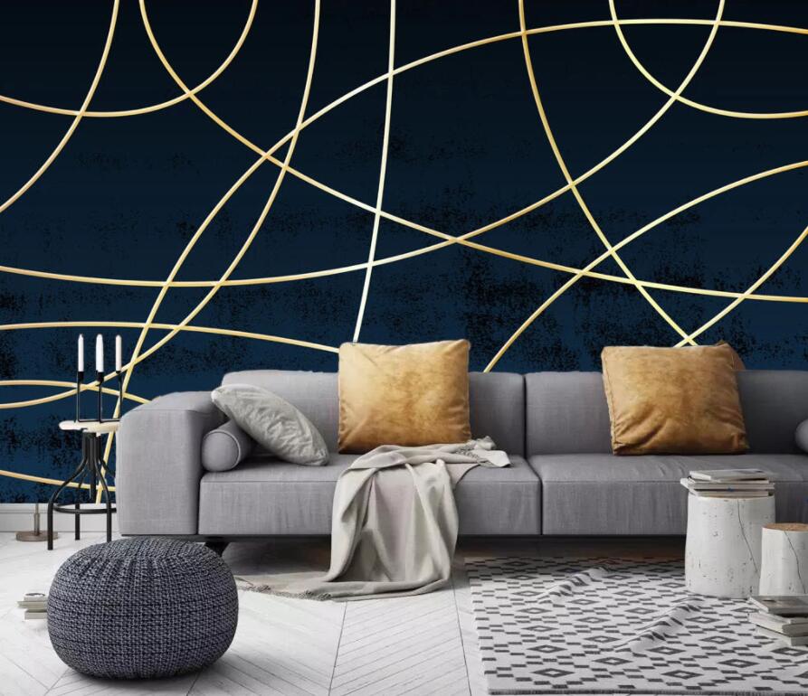 3D Golden Lines 1874 Wall Murals Wallpaper AJ Wallpaper 2