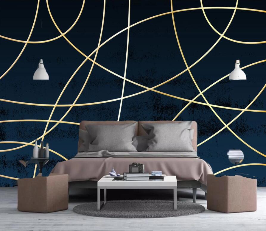 3D Golden Lines 1874 Wall Murals Wallpaper AJ Wallpaper 2