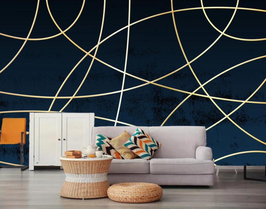 3D Golden Lines 1874 Wall Murals Wallpaper AJ Wallpaper 2