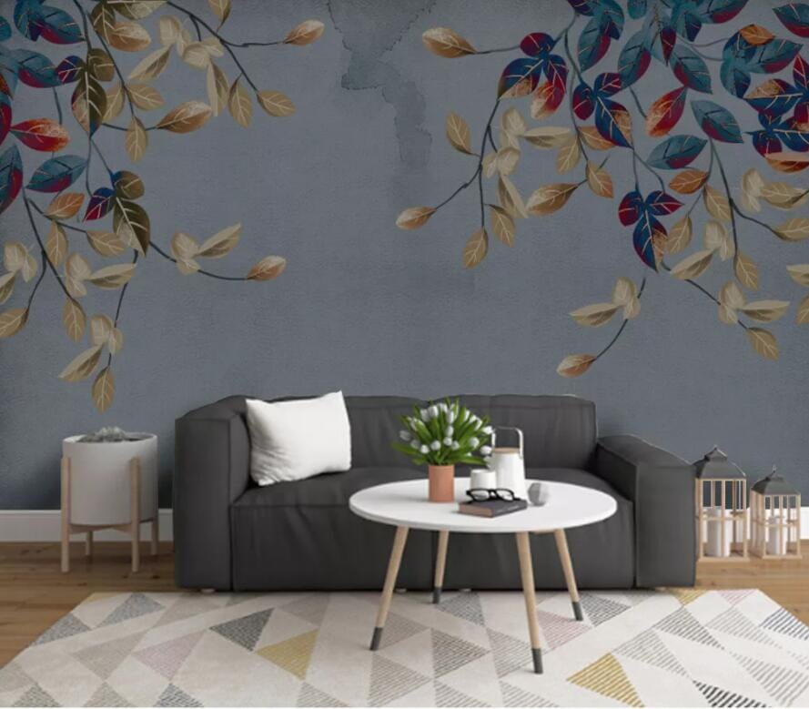 3D Dark Leaves 2408 Wall Murals Wallpaper AJ Wallpaper 2