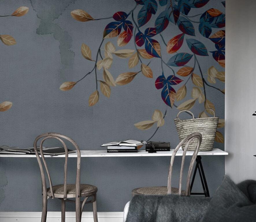 3D Gray Leaves 1292 Wall Murals Wallpaper AJ Wallpaper 2