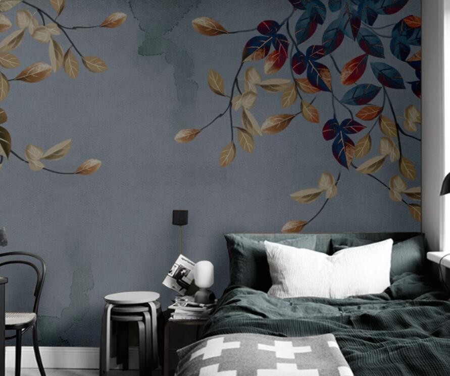 3D Gray Leaves 1292 Wall Murals Wallpaper AJ Wallpaper 2