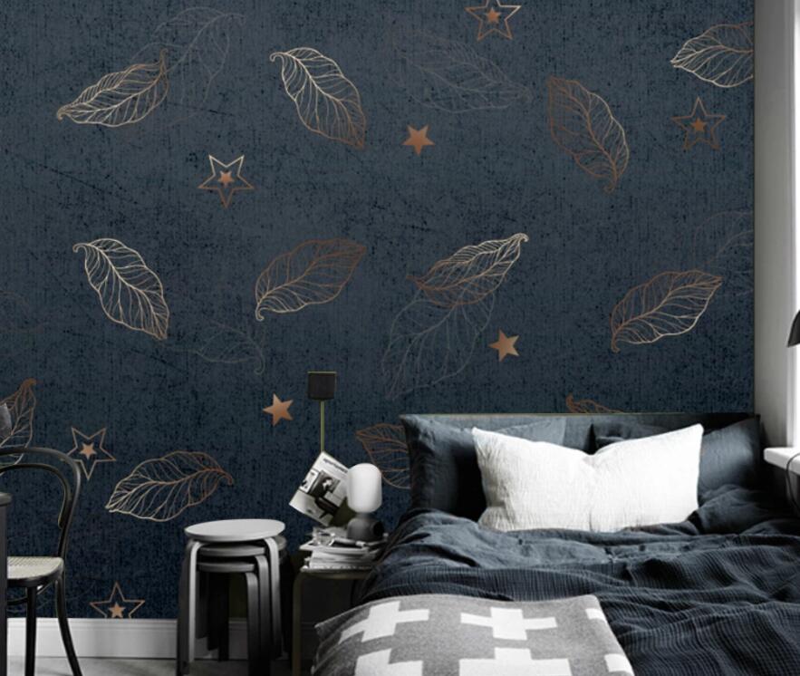 3D Golden Leaves 1566 Wall Murals Wallpaper AJ Wallpaper 2