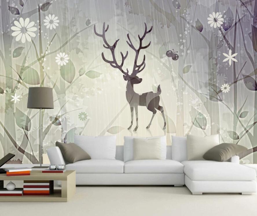 3D Forest Deer 895 Wall Murals Wallpaper AJ Wallpaper 2