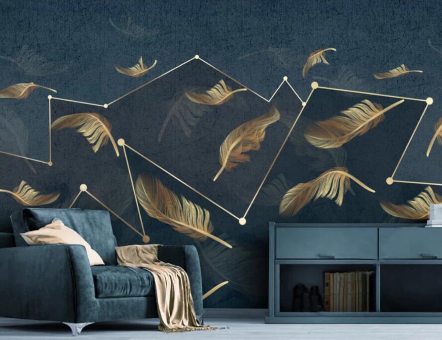 3D Golden Feather 1753 Wall Murals Wallpaper AJ Wallpaper 2