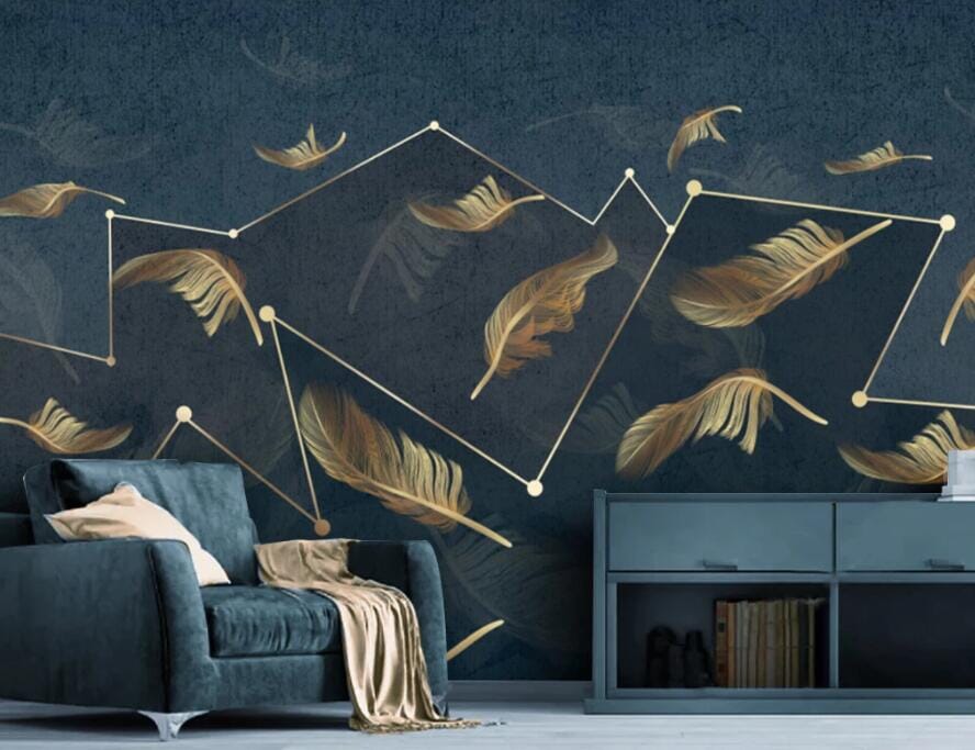 3D Golden Feather 2755 Wall Murals Wallpaper AJ Wallpaper 2