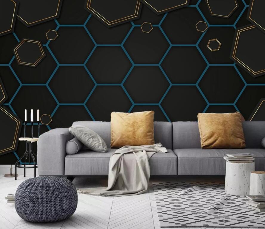 3D Blue Diamond Patchwork 2834 Wall Murals Wallpaper AJ Wallpaper 2