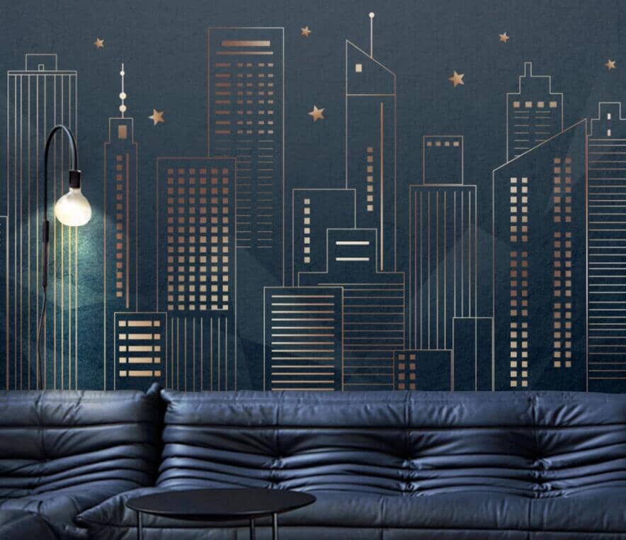 3D Golden Tall Building 2575 Wall Murals Wallpaper AJ Wallpaper 2