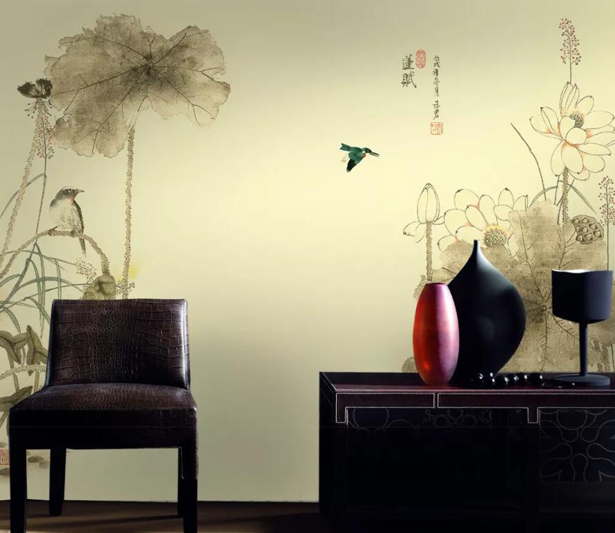 3D Lotus Leaf 945 Wall Murals Wallpaper AJ Wallpaper 2