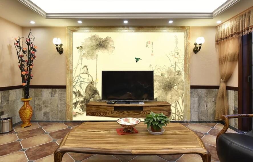 3D Lotus Leaf 945 Wall Murals Wallpaper AJ Wallpaper 2
