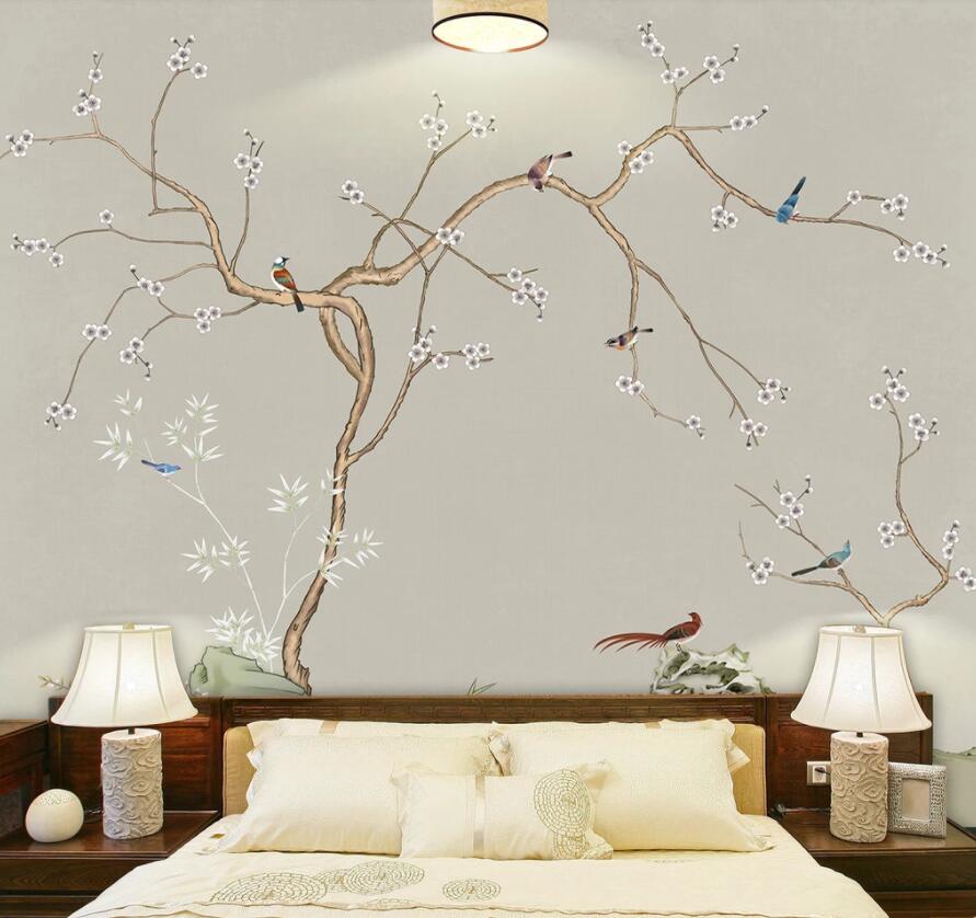 3D Flower Bird 931 Wall Murals Wallpaper AJ Wallpaper 2