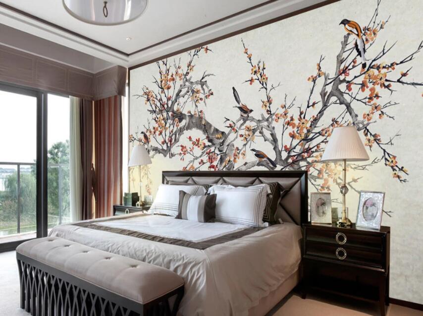 3D Plum Bird 1107 Wall Murals Wallpaper AJ Wallpaper 2