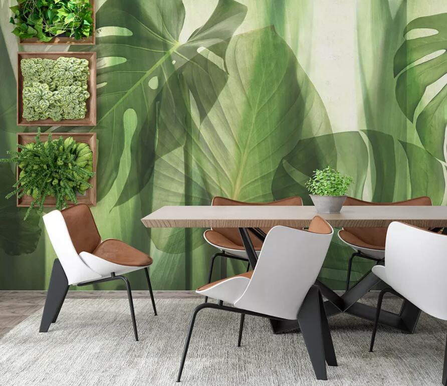 3D Green Leaf 1863 Wall Murals Wallpaper AJ Wallpaper 2