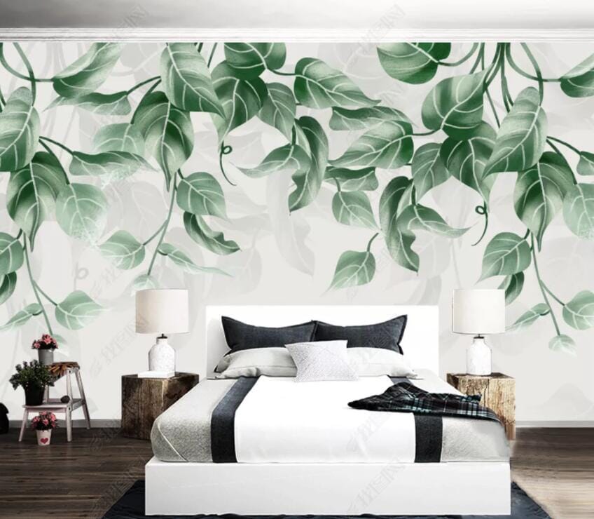 3D Green Leaf 3005 Wall Murals Wallpaper AJ Wallpaper 2