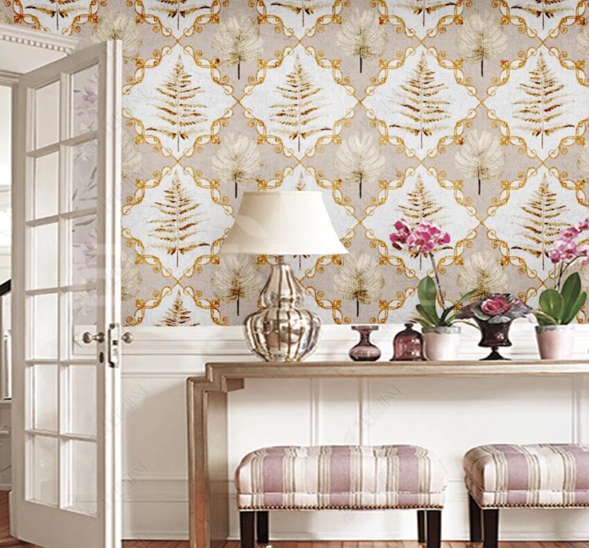 3D Golden Leaves 1878 Wall Murals Wallpaper AJ Wallpaper 2