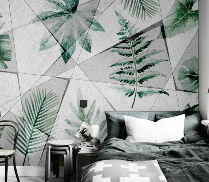 3D Green Leaf 1859 Wall Murals Wallpaper AJ Wallpaper 2